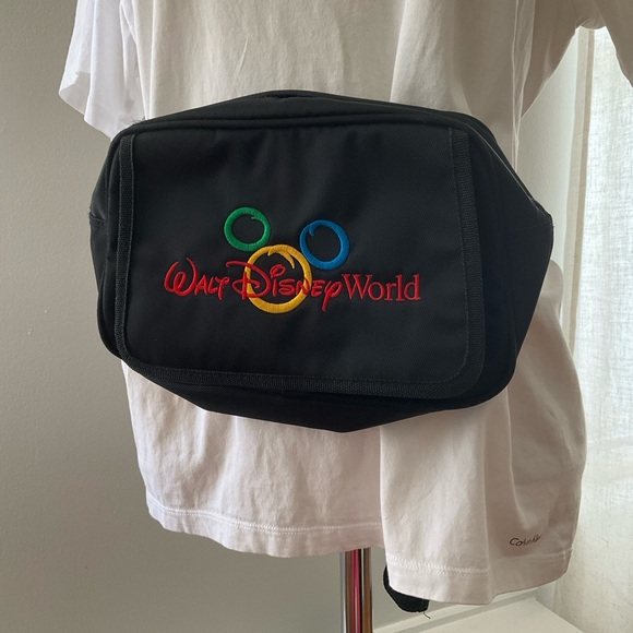 Disney Handbags - Vintage 1990’s Walt Disney World Black Fanny Pack Mickey Mouse embroidered logo
